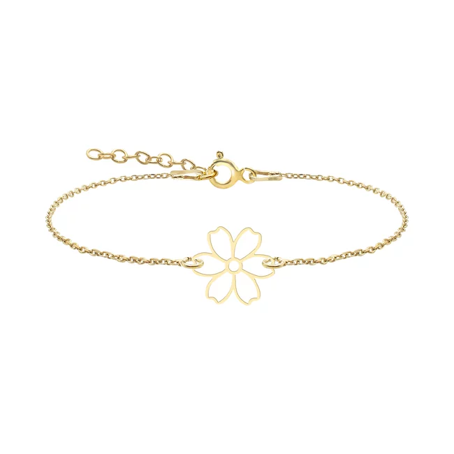 Brățară Mărțișor din Argint 925 Premium, placată cu aur galben - Floare 7mm