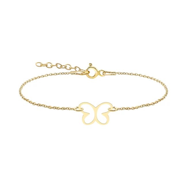 Brățară Mărțișor din Argint 925 Premium, placată cu aur galben - Fluture 8mm