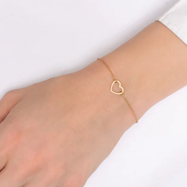 Brățară Mărțișor din Argint 925 Premium, placată cu aur galben - Inimă 11mm