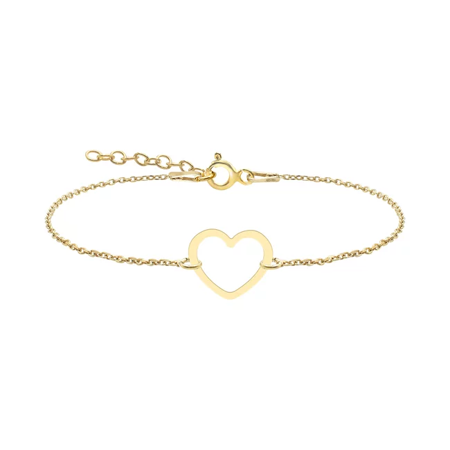 Brățară Mărțișor din Argint 925 Premium, placată cu aur galben - Inimă 11mm