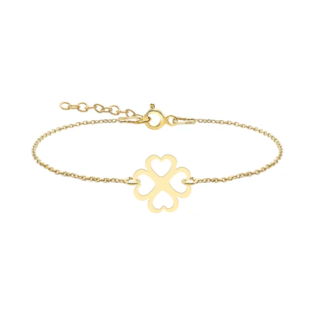 Brățară Mărțișor din Argint 925 Premium, placată cu aur galben - Trifoi 11mm