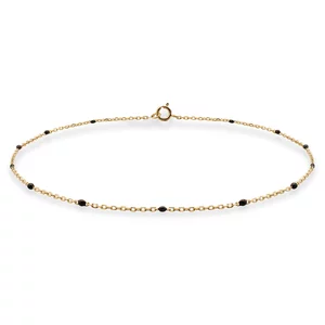 Bratara picior Dama Aur 14K rozariu negru