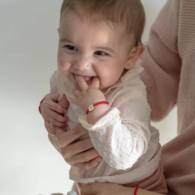 Bratara Aur bebelusi, snur impletit tubular si banut, personalizata (10 mm)