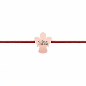 Bratara Aur copii, snur rosu si ingeras, personalizat cu nume (13 mm)