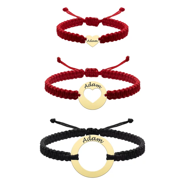Bratari Argint 925 Premium, tata, mama si copil, snur, cerc, inima si banut cu inima decupata, personalizate (8 mm, 15 mm si 22 mm)