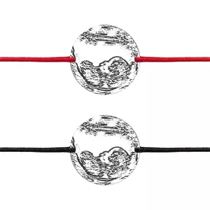 Bratari cuplu gravate laser 4life cu ecografie, Argint, snur reglabil si banuti (17 mm)
