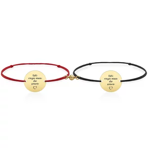 Bratari magnetice de cuplu Argint, snur si banuti, personalizate (17 mm)