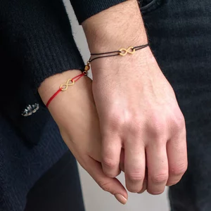 Bratari magnetice de cuplu Argint, snur si infinit (17 mm)