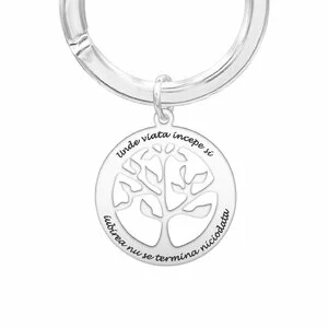 Breloc personalizat, Argint, copacul vietii (28 mm)