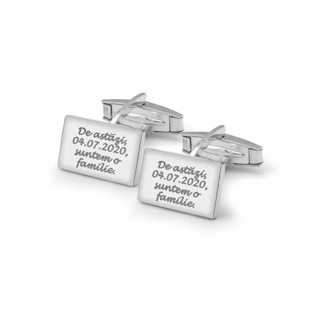 Butoni personalizati, Argint, dreptunghiulari (17 mm)