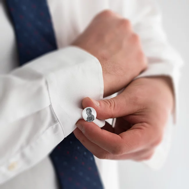 Butoni personalizati, Argint, rotunzi cu poza (15 mm)