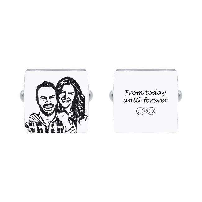 Butoni personalizati, gravura 4life, Inox Premium hipoalergic, patrati (12 mm)