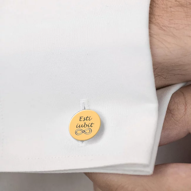 Butoni personalizati, Inox, rotunzi (15 mm) placati cu aur galben