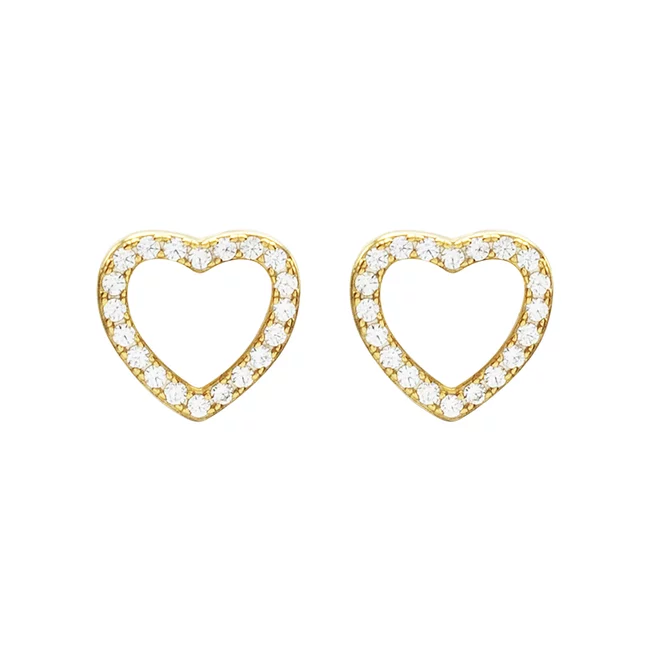 Cercei Argint 925 Premium dama - contur inima cu zirconii (9 mm)