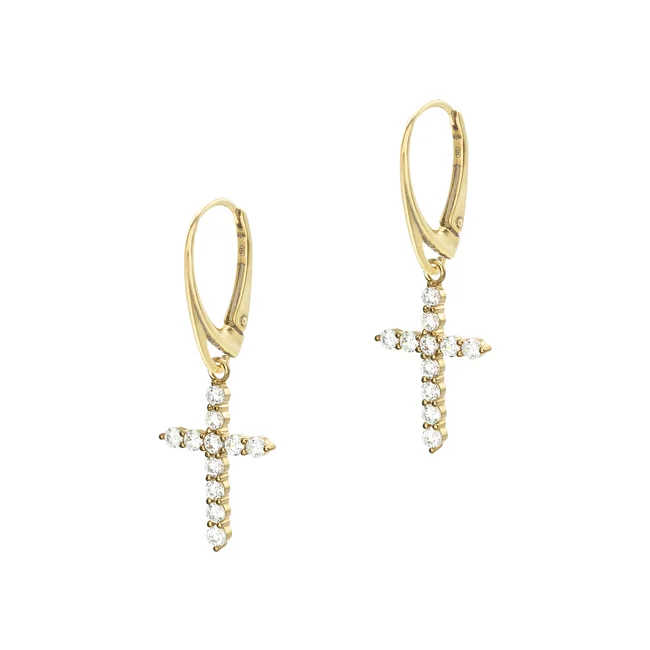 Cercei Argint 925 Premium dama - Cruce medie cu zirconii