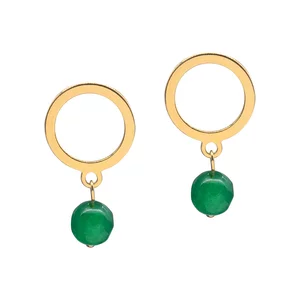 Cercei cerc cu jad verde smarald de 6 mm