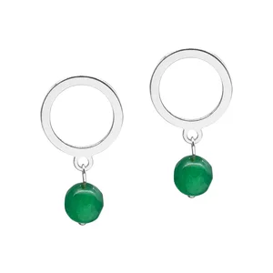 Cercei cerc cu jad verde smarald de 6 mm