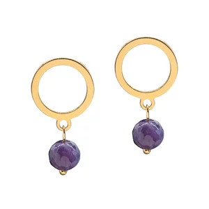 Cercei cerc si ametist fatetat de 6 mm