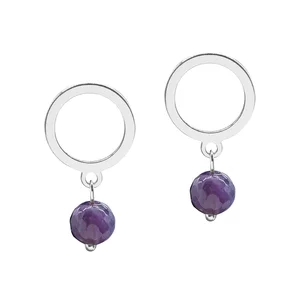 Cercei cerc si ametist fatetat de 6 mm