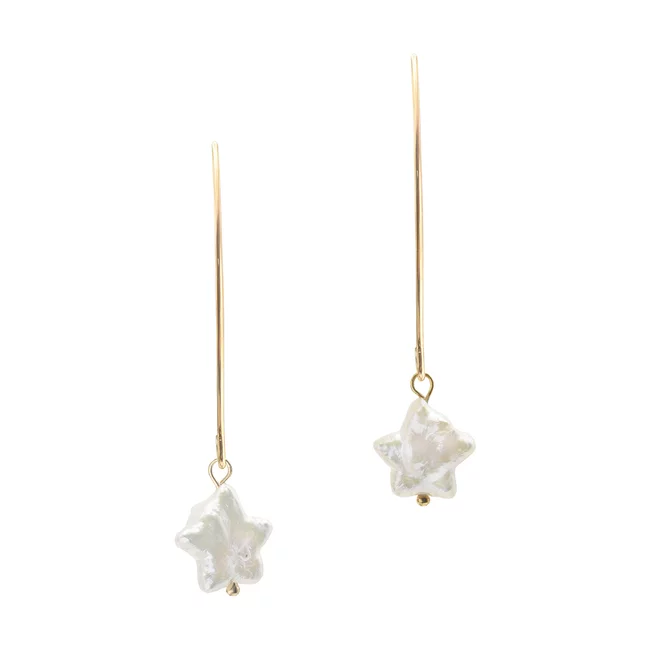 Cercei lungi Argint 925 Premium dama - perle de cultura stea (11 mm)