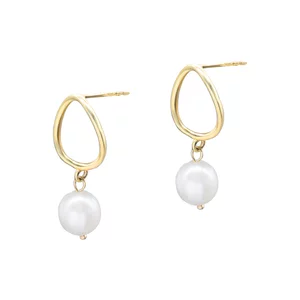 Cercei ovali cu Perle Naturale de Cultura ( 9 mm)