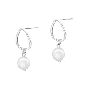 Cercei ovali cu Perle Naturale de Cultura ( 9 mm)