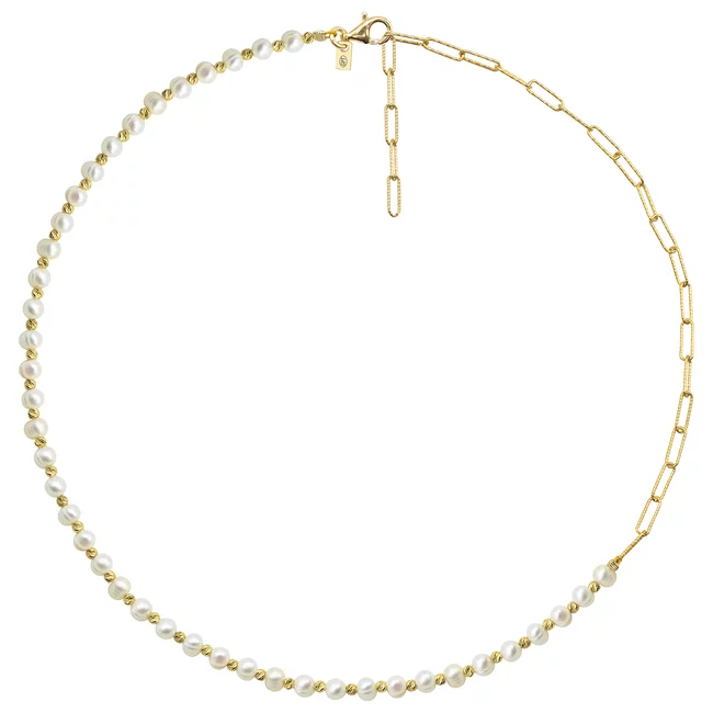 Colier Argint 925 Premium - lant hardwear, bilute si perle de cultura