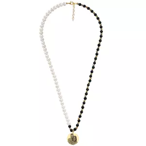 Colier Argint dama, mix perle, onix, bilute si banut, personalizat cu poza (17mm)