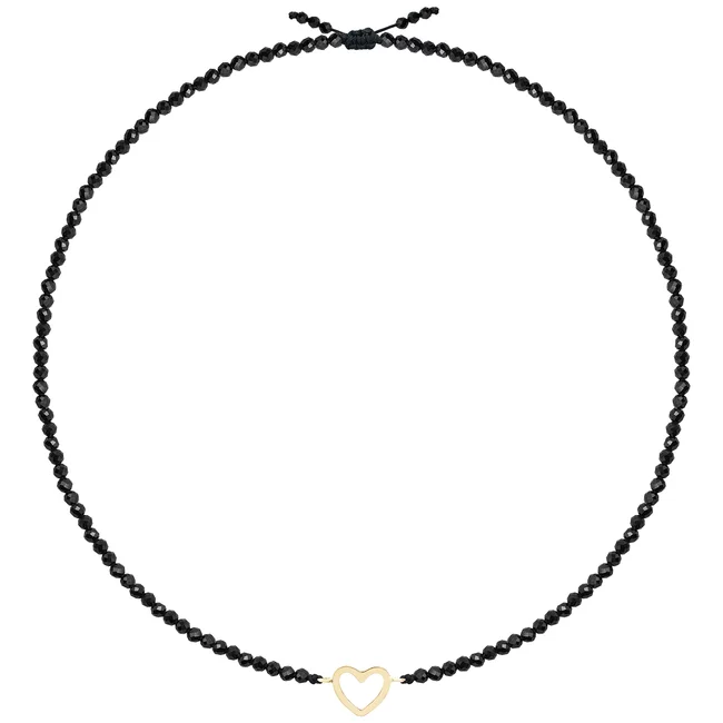 Colier Aur 14K Premium dama, reglabil - snur, spinel si inima (14 mm) picture - 3