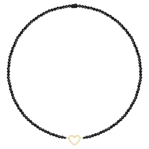 Colier Aur 14K Premium dama, reglabil - snur, spinel si inima (14 mm)
