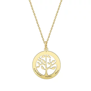 Lantisor Aur dama, copacul vietii 20 mm, personalizat