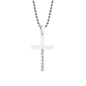 Colier cruce si lant bilute, Inox Premium hipoalergic, gravura text ( 42mm)