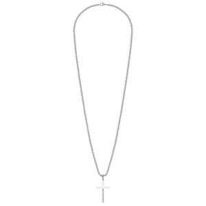 Colier cruce si lant masiv, Inox Premium hipoalergic, gravura text ( 42mm)