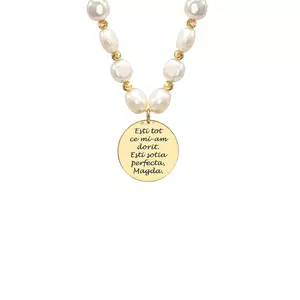 Colier cu perle, bilute si banut Argint, personalizat (19 mm)