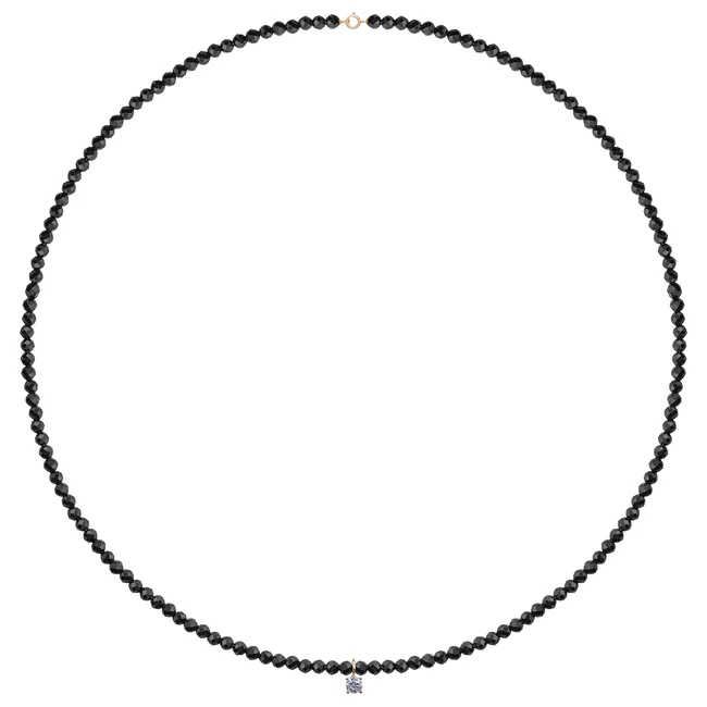 Colier cu pietre negre Spinel si pandantiv Aur cu zirconiu