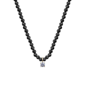 Colier cu pietre negre Spinel si pandantiv Aur cu zirconiu