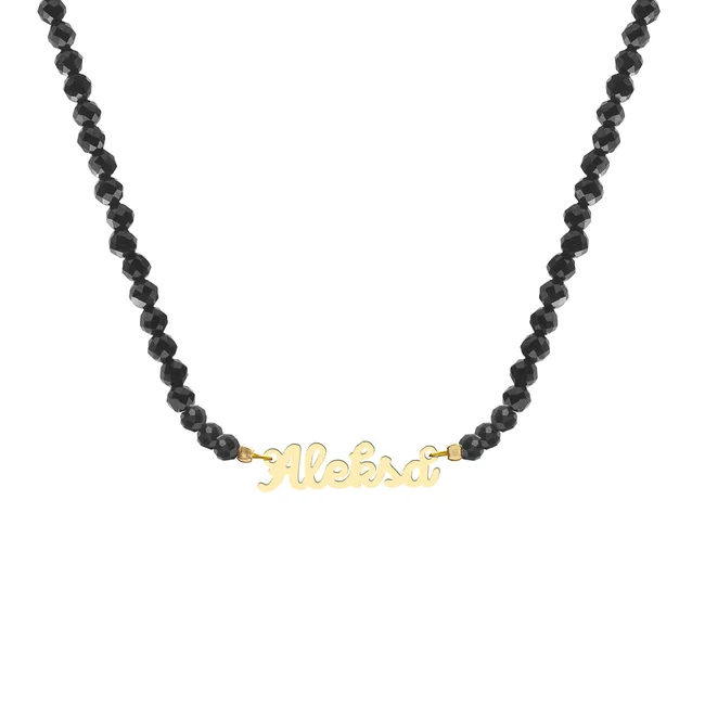 Colier damă, Argint 925 Premium, nume decupat și spinel