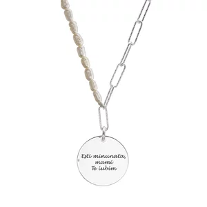 Colier perle, lantisor Hardwear si banut, personalizat (17 mm)