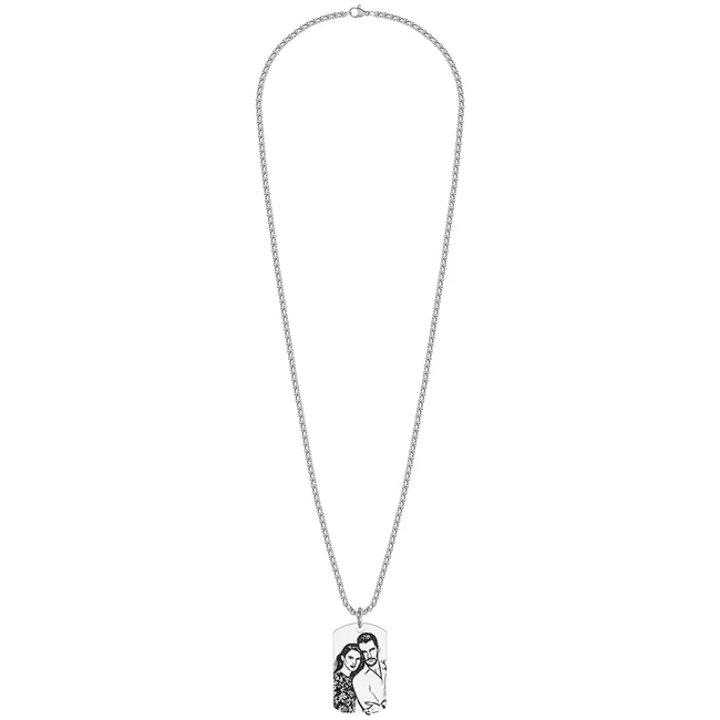 Colier placuta Army si lant masiv, Inox Premium hipoalergic,personalizata cu poza 4life ( 43mm)