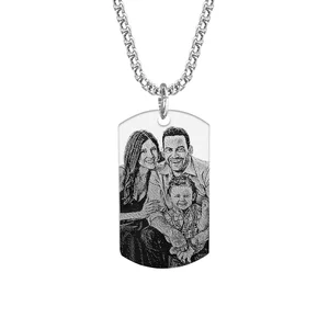 Colier placuta Army si lant masiv, Inox Premium hipoalergic,personalizata cu poza ( 43mm)