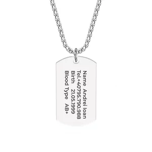 Colier placuta Army si lant masiv, Inox Premium hipoalergenic,personalizata cu text( 43mm)
