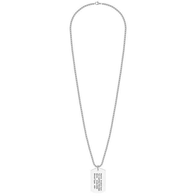 Colier placuta Army si lant masiv, Inox Premium hipoalergic,personalizata cu text( 43mm)