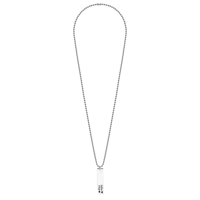 Colier placuta si lant, Inox Premium hipoalergic, gravura text ( 41mm)