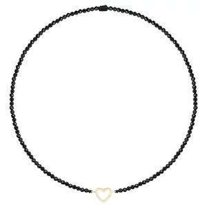 Colier reglabil Aur 14K Premium dama - snur, spinel si inima (14 mm)
