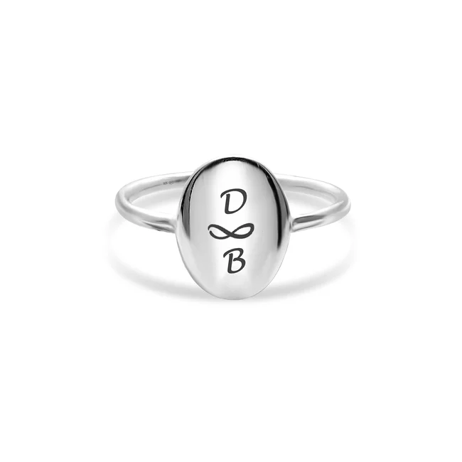 Inel Argint dama, oval, personalizat initiale