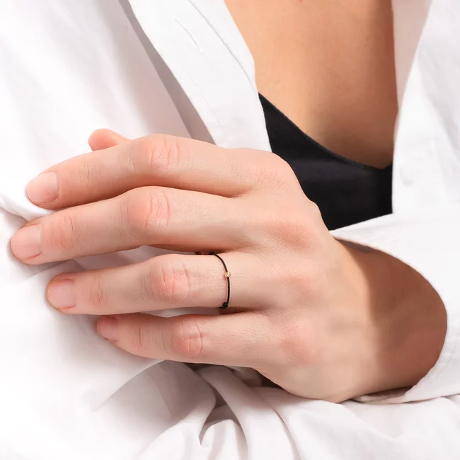 Inel Aur 14K biluta, snur reglabil (2 mm)