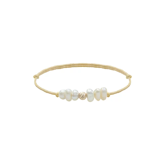 Inel Aur 14K Premium, biluta si Perle naturale de cultura, snur reglabil