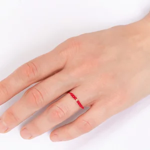 Inel Aur 14K Premium, biluta si pietre naturale Coral rosu, snur reglabil