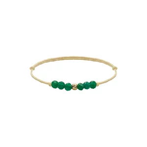 Inel Aur 14K Premium, biluta si pietre naturale malachit, snur reglabil