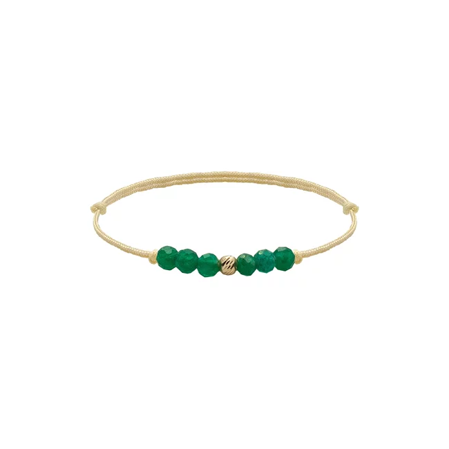 Inel Aur 14K Premium, biluta si pietre naturale malachit, snur reglabil